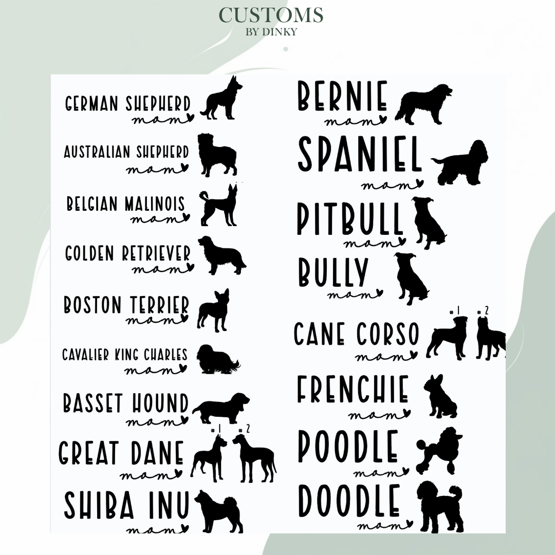 Dog Mom Glass Tumbler | Over 60 Breeds